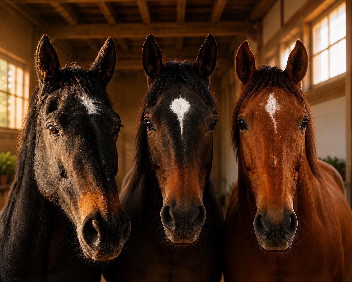 Gino GG, Valentino GG und Valentino 396 nebeneinander im Stall